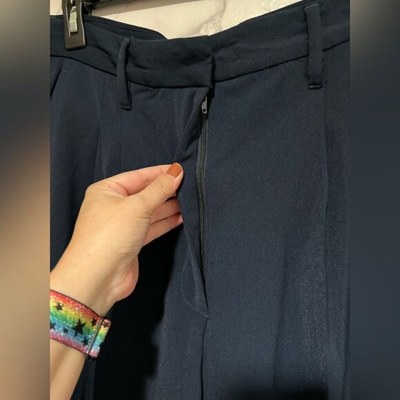 NWT Jessica Simpson Navy Rey High Rise Wide Leg Pleated Trouser Pants 14 - Picture 2 of 6